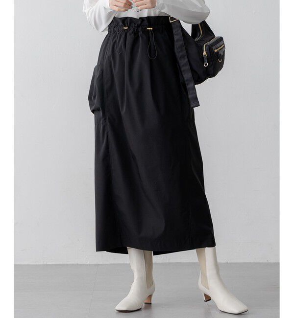 23区「【撥水加工/洗える】ブライトタフタ ドロスト スカート」|スカート|ブラック系