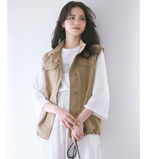 23区「【SLOW/一部店舗限定】MVSコットン フレア袖 ロゴTシャツ」|Tシャツ・カットソー|ホワイト系