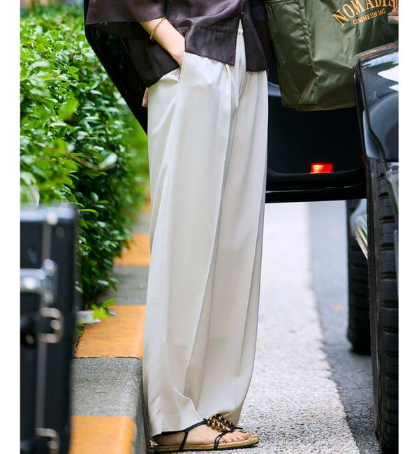 23区「【接触冷感/UVカット/吸水速乾】ストレッチジョーゼット ワイド パンツ」|その他|ベージュ系