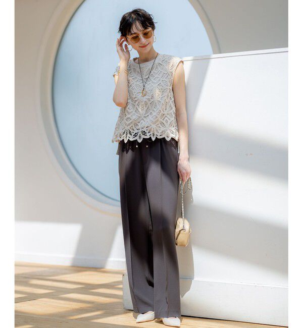 23区「【接触冷感/UVカット/吸水速乾】ストレッチジョーゼット ワイド パンツ」|その他|