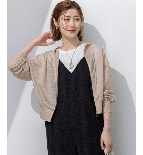 23区「【洗える】シャイニーシアー ニット パーカー」|パーカー|ベージュ系