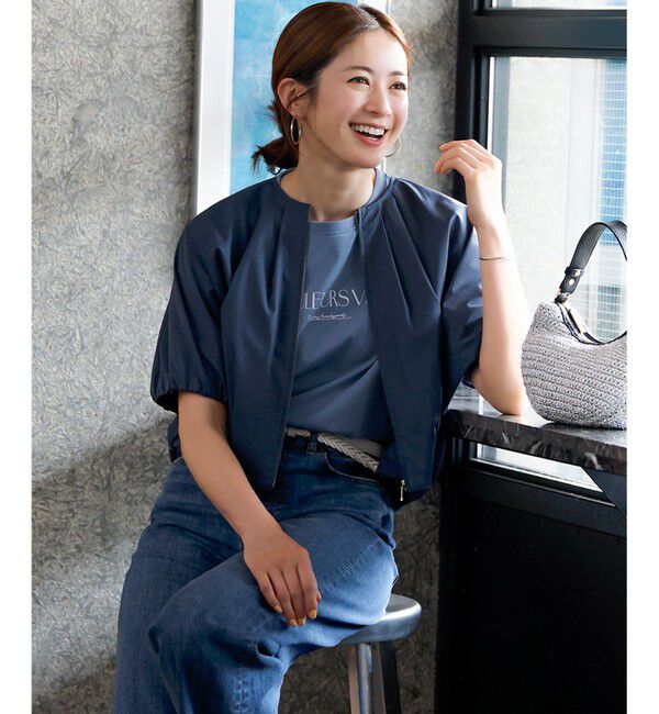 23区「【撥水性/接触冷感】ストレッチライトタイプライター コンパクトブルゾン」|ブルゾン・スタジャン|ﾀﾞｰｸﾌﾞ