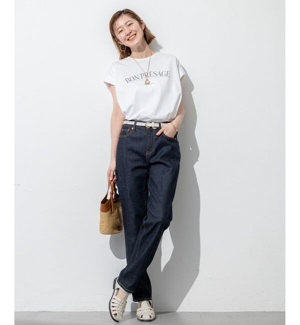 23区「【接触冷感/洗える】BON-PRESAGE ロゴ フレンチスリーブ Tシャツ」|Tシャツ・カットソー|