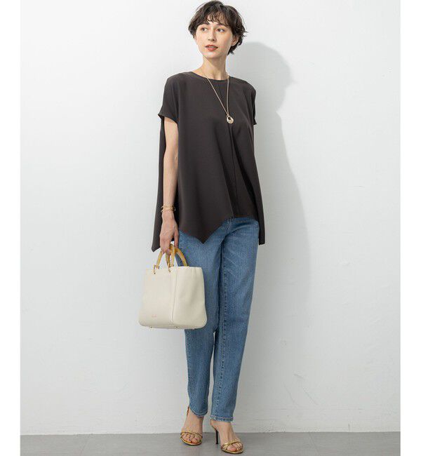 23区「【UVカット/接触冷感/吸水速乾】ストレッチジョーゼット イレギュラーヘムプルオーバー」|Tシャツ・カットソー|