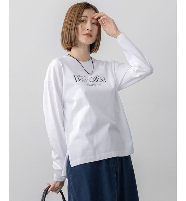 23区「【洗える】ロゴプリント コットン Tシャツ」|Tシャツ・カットソー|ホワイト系