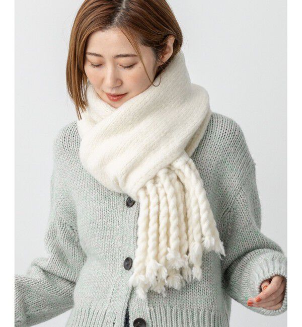 23区「【見上愛さん着用/STORY掲載】ブラッシュドエアーウール ニット マフラー」|その他|ホワイト系