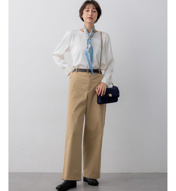 23区「カフスボタン サテンTEEブラウス」|シャツ・ブラウス|