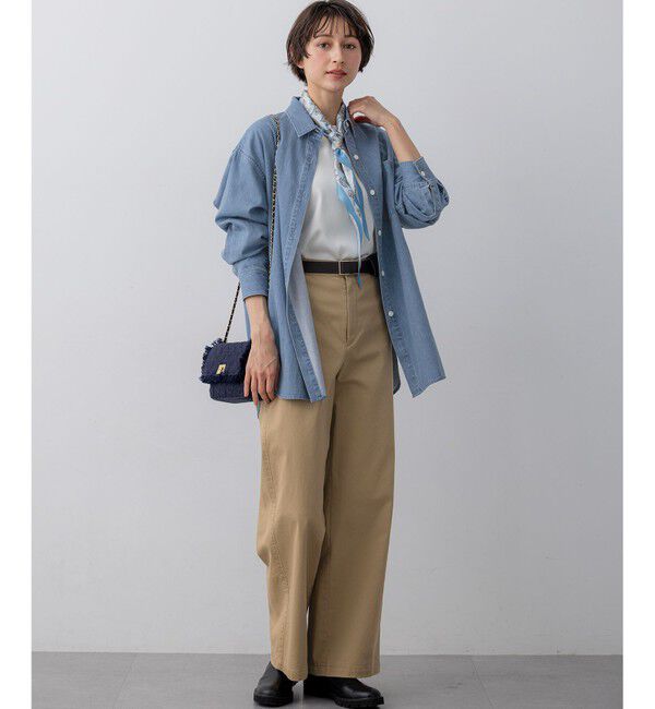 23区「カフスボタン サテンTEEブラウス」|シャツ・ブラウス|