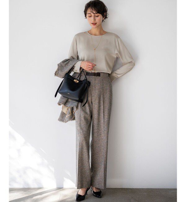 23区「カフスボタン サテンTEEブラウス」|シャツ・ブラウス|