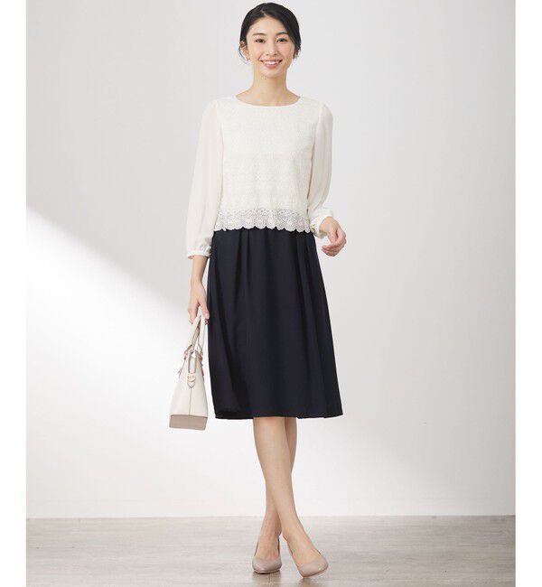 ANY SIS「【洗える】レースコンビバックサテン ワンピース」|ワンピース|