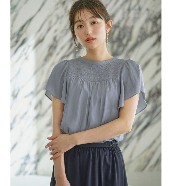 ANY SIS「【洗える】シャーリングツヤ ブラウス」|シャツ・ブラウス|ダルブルー