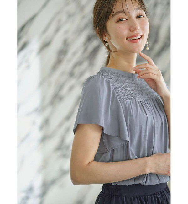 ANY SIS「【洗える】シャーリングツヤ ブラウス」|シャツ・ブラウス|