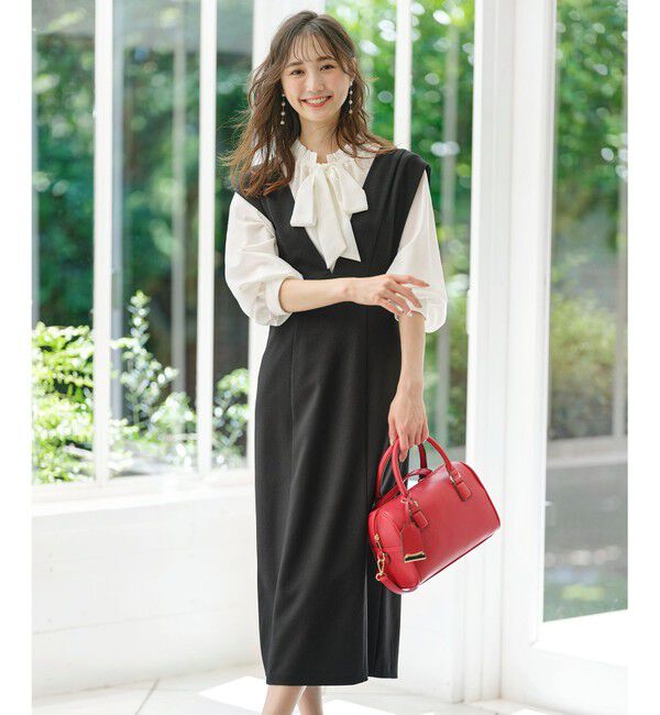 ANY SIS「【洗える】タイト ジャンパースカート」|ジャンパースカート|ブラック