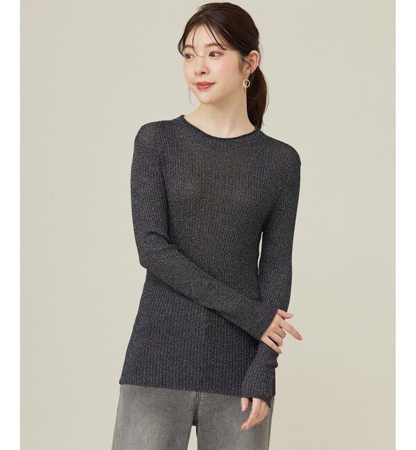 ANY SIS「【洗える】ラメシアーリブ ニット」|ニット・セーター|ブラック