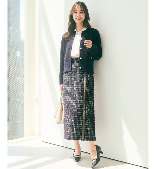 ANY SIS「【洗える】アンゴラフォックスブレンドニット ジャケット」|ノーカラージャケット|