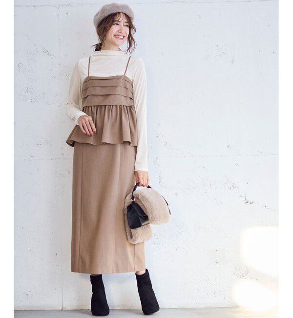 ANY SIS「【BAILA12月号掲載・貴島明日香さんコラボ】ドッキングビスチェワンピース&times;インナーセット」|ワンピース|