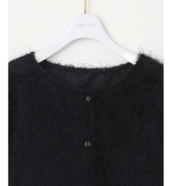 any SiS「【洗える】カットジャカード 羽織」|ノーカラージャケット|