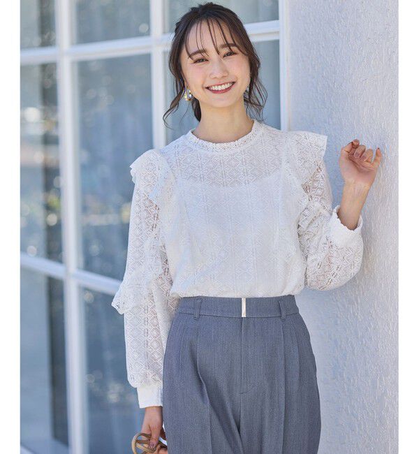 any SiS「【洗える】ラッフルレース トップス」|シャツ・ブラウス|オフ