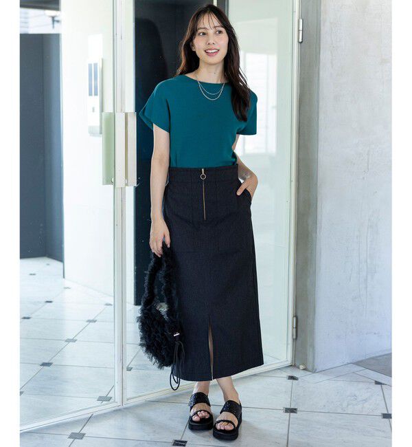 ANY SIS「【接触冷感・UVカット・洗える】ビューティクール フレンチ ニットＴ」|ニット・セーター|