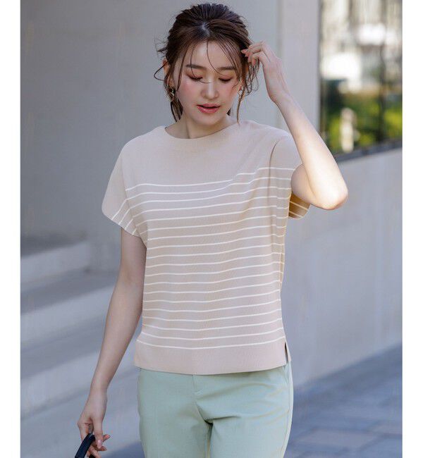 ANY SIS「【接触冷感・UVカット・洗える】ビューティクール フレンチ ニットＴ」|ニット・セーター|