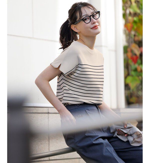 ANY SIS「【接触冷感・UVカット・洗える】ビューティクール フレンチ ニットＴ」|ニット・セーター|