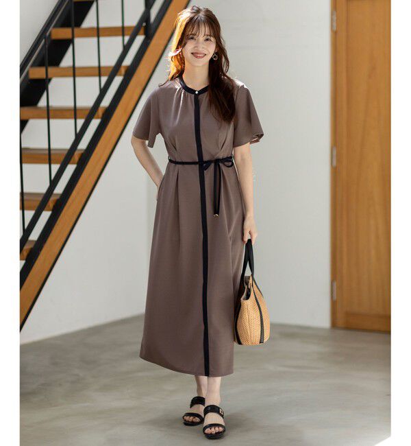 ANY SIS「【UVケア・ストレッチ・洗える】2WAYジョーゼットジャージー ワンピース」|ワンピース|モカ