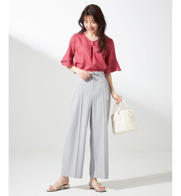 ANY SIS「【接触冷感・UVカット・速乾】スムージーポリエステル フレアスリーブ ブラウス」|シャツ・ブラウス|