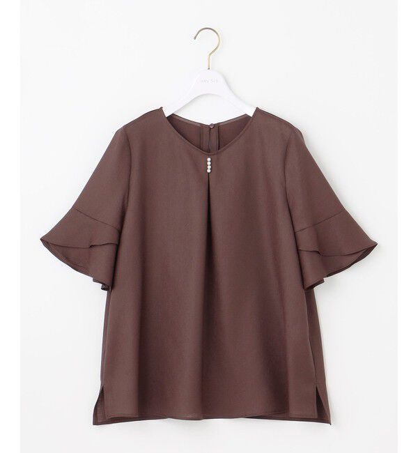 ANY SIS「【接触冷感・UVカット・速乾】スムージーポリエステル フレアスリーブ ブラウス」|シャツ・ブラウス|