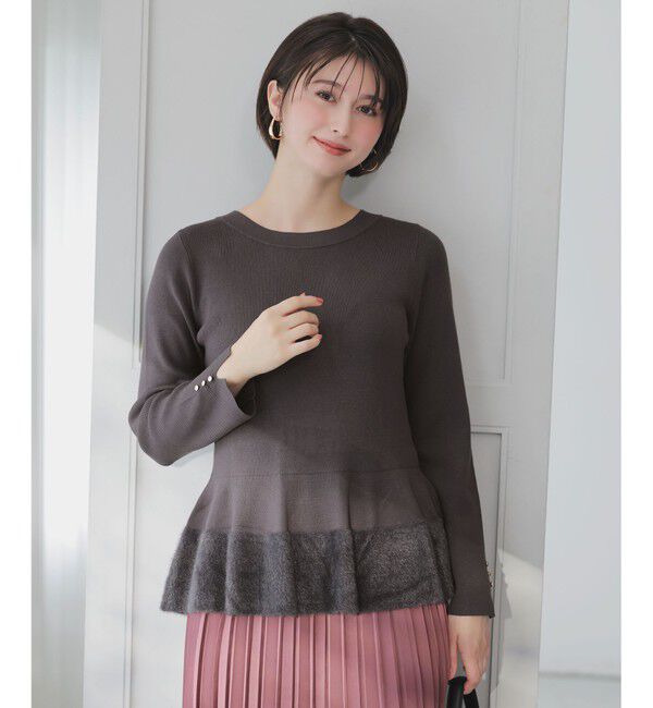 ANY SIS「ペプラムフェザー ニット」|ニット・セーター|スレート