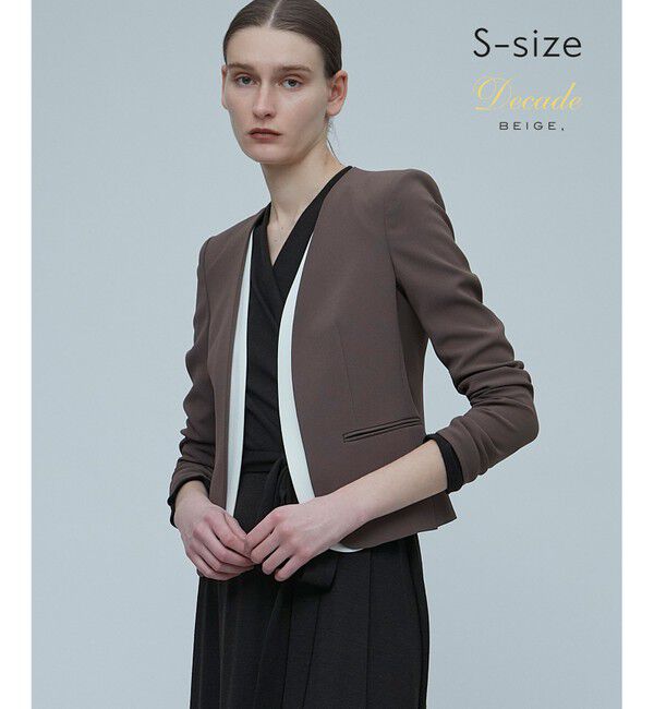 BEIGE,「【S-size】CINDY / ダブルカラージャケット」|ノーカラージャケット|Mocha&times;Ecru