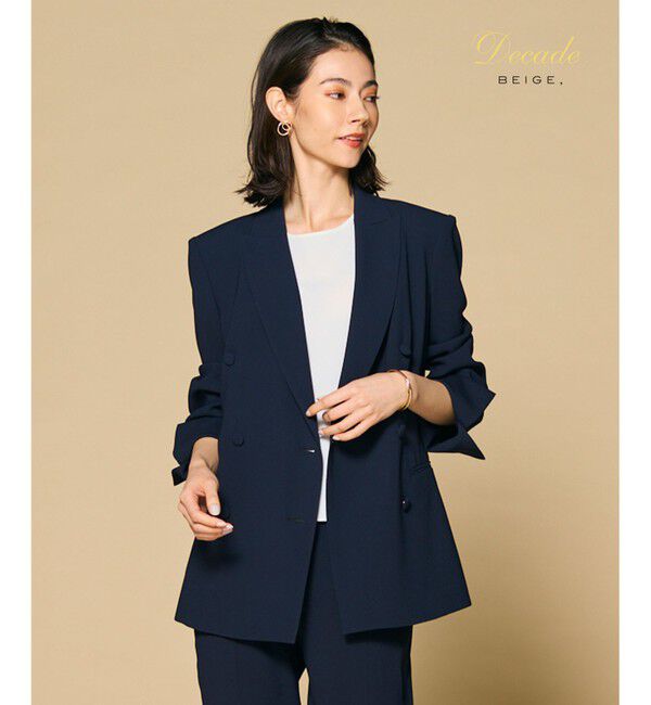 BEIGE,「【洗える】CINDY / ダブルブレストジャケット」|テーラードジャケット|Navy
