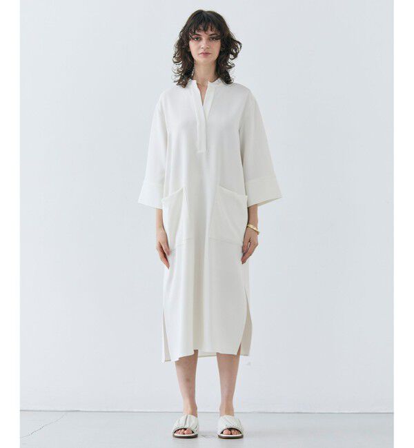 BEIGE,「【洗える】RUE / クロスオーバーVネックワンピース」|ワンピース|