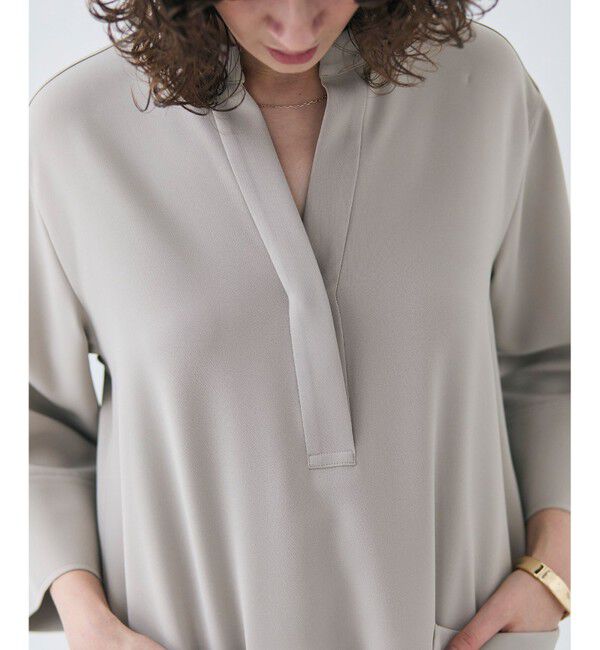 BEIGE,「【洗える】RUE / クロスオーバーVネックワンピース」|ワンピース|