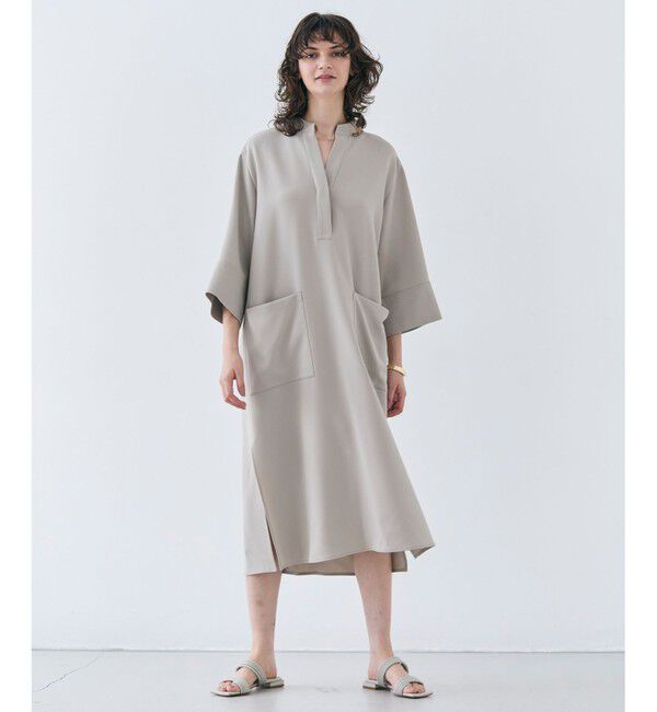 BEIGE,「【洗える】RUE / クロスオーバーVネックワンピース」|ワンピース|