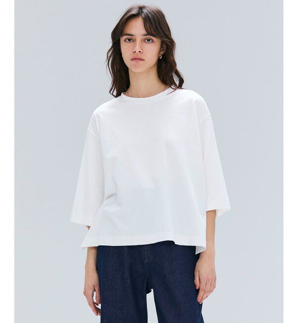 BEIGE,「【洗える・GLOW ８月号掲載】S.BABILA / スリットネックオーバーサイズTシャツ」|Tシャツ・カットソー|Ecru