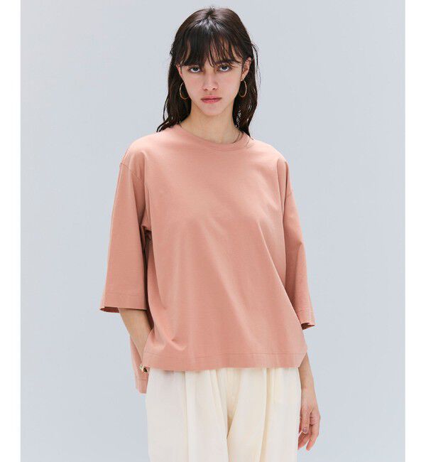 BEIGE,「【洗える・GLOW ８月号掲載】S.BABILA / スリットネックオーバーサイズTシャツ」|Tシャツ・カットソー|Sunset
