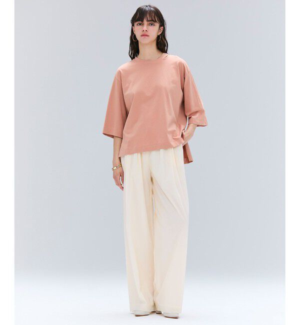 BEIGE,「【洗える・GLOW ８月号掲載】S.BABILA / スリットネックオーバーサイズTシャツ」|Tシャツ・カットソー|