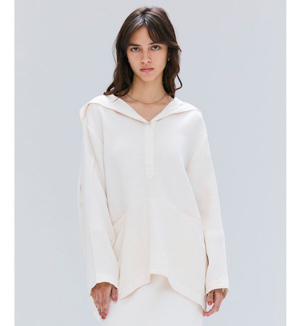 BEIGE,「【洗える】POMONA / Vネックフード付プルオーバー」|Tシャツ・カットソー|Ecru