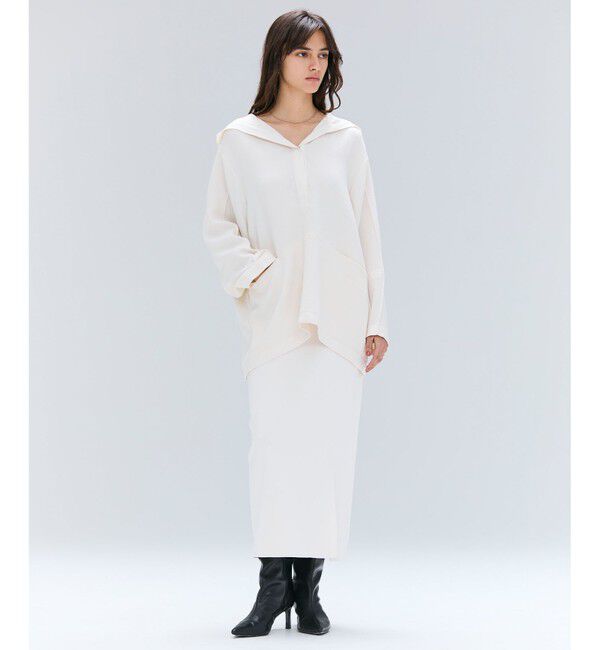 BEIGE,「【洗える】POMONA / Vネックフード付プルオーバー」|Tシャツ・カットソー|