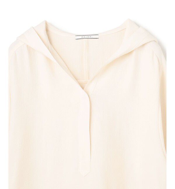 BEIGE,「【洗える】POMONA / Vネックフード付プルオーバー」|Tシャツ・カットソー|