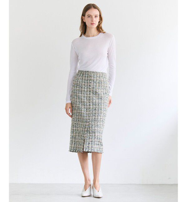 BEIGE,「BERYL / ファンシーツイード Iラインスカート」|スカート|