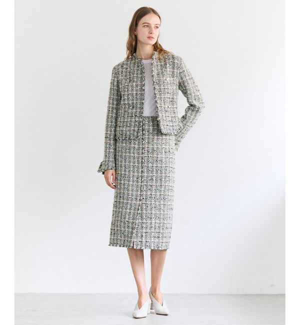 BEIGE,「BERYL / ファンシーツイード Iラインスカート」|スカート|