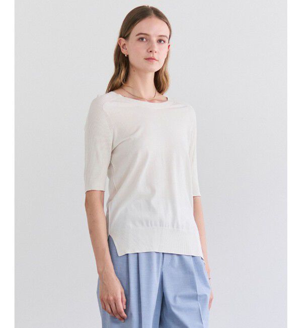 BEIGE,「JULIE / コットンシルク 2WAY半袖ニット」|ニット・セーター|Ecru