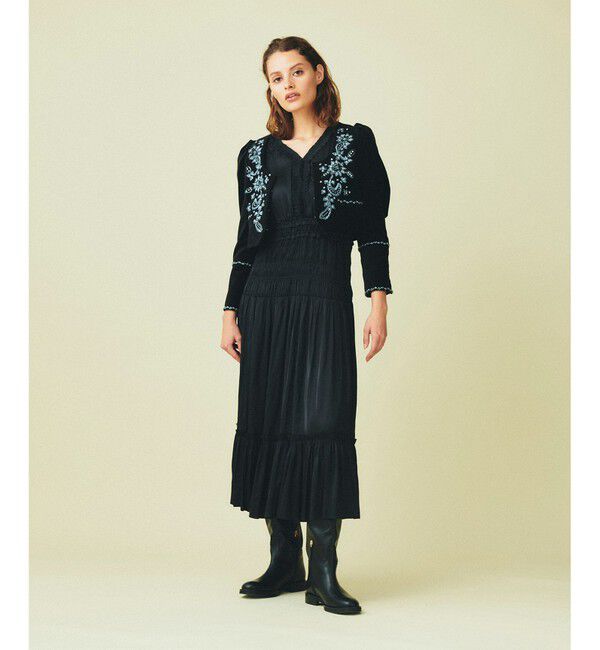 GRACE CONTINENTAL「ショート刺繍ジャケット」|ノーカラージャケット|