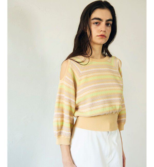 GRACE CONTINENTAL「ボーダーパフニットトップ」|ニット・セーター|