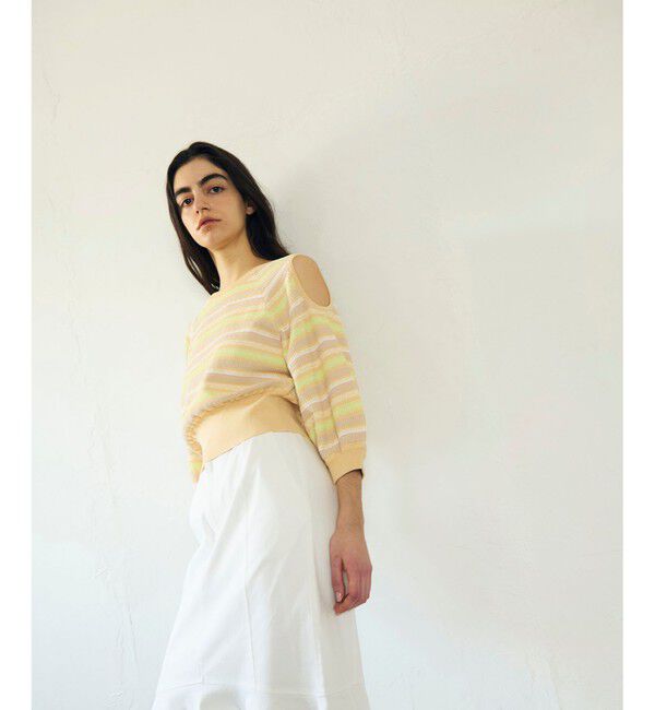 GRACE CONTINENTAL「ボーダーパフニットトップ」|ニット・セーター|