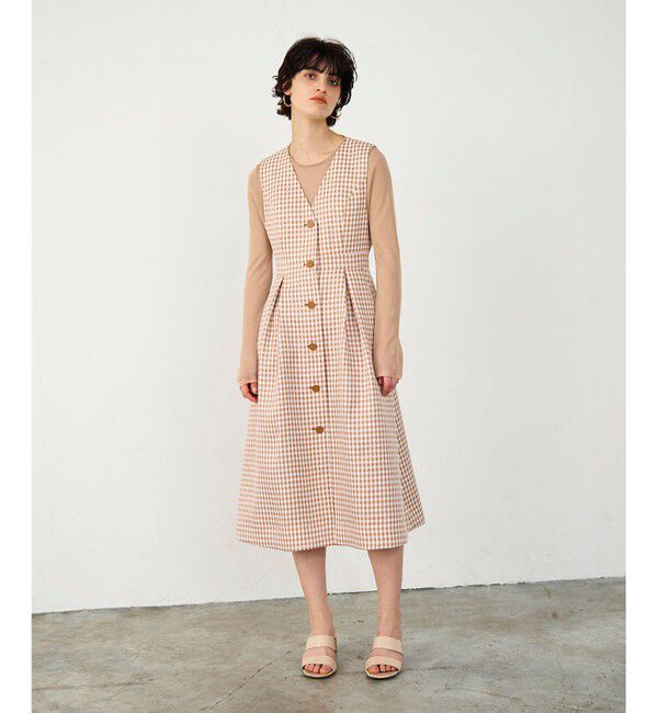 Diagram「チェックジャンパースカート」|ジャンパースカート|ベージュ