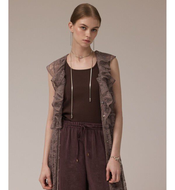 GRACE CONTINENTAL「フリルカラーレースワンピース」|ワンピース|グレー