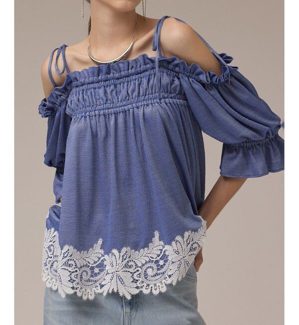 GRACE CONTINENTAL「ギャザーフレアトップ」|その他|ブルー