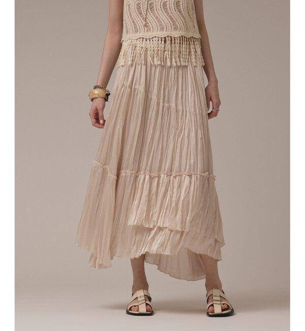 GRACE CONTINENTAL「ワッシャープリーツスカート」|スカート|ベージュ